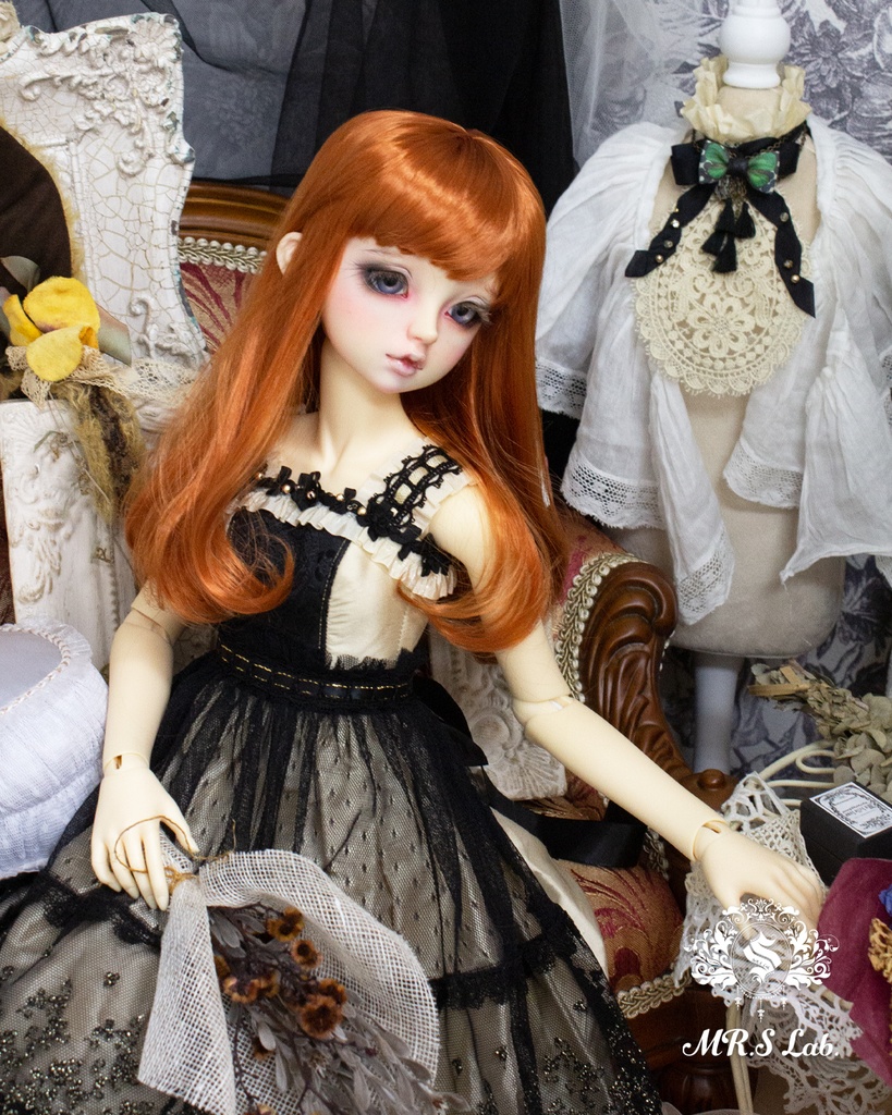 ドールウィッグ モヘア:One Curl ワンカール アプリコット 8-9 inch