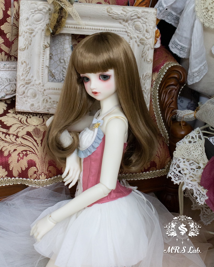 ドールウィッグ モヘア:One Curl ワンカール モカベージュ 8-9 inch