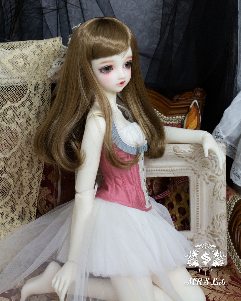 ドールウィッグ モヘア:One Curl ワンカール モカベージュ 8-9 inch