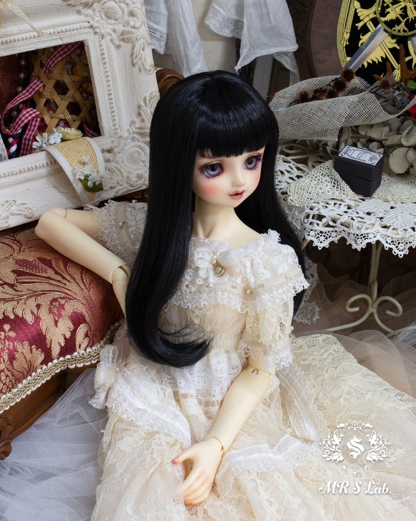 ドールウィッグ モヘア:One Curl ワンカール ブラック 8-9 inch