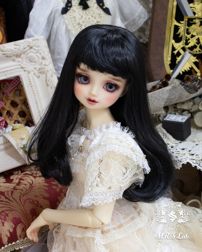 ドールウィッグ モヘア:One Curl ワンカール ブラック 8-9 inch