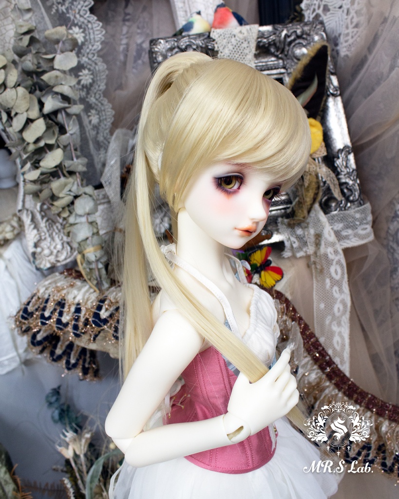 ドールウィッグ 耐熱:Ponytail ポニーテール ブロンド 8-9 inch