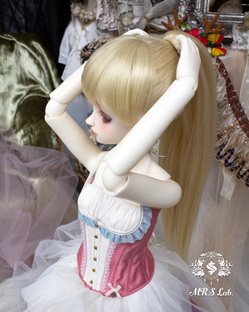 ドールウィッグ 耐熱:Ponytail ポニーテール ブロンド 8-9 inch