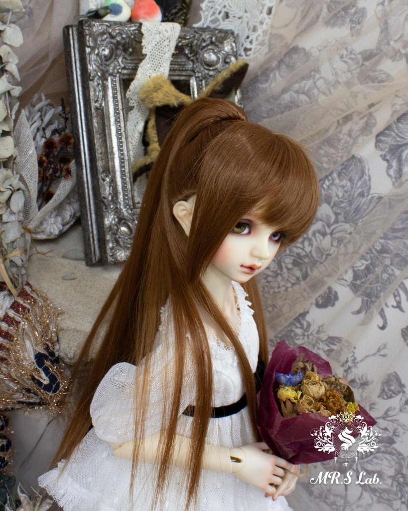 ドールウィッグ 耐熱:Ponytail ポニーテール ココナッツブラウン 8-9 inch