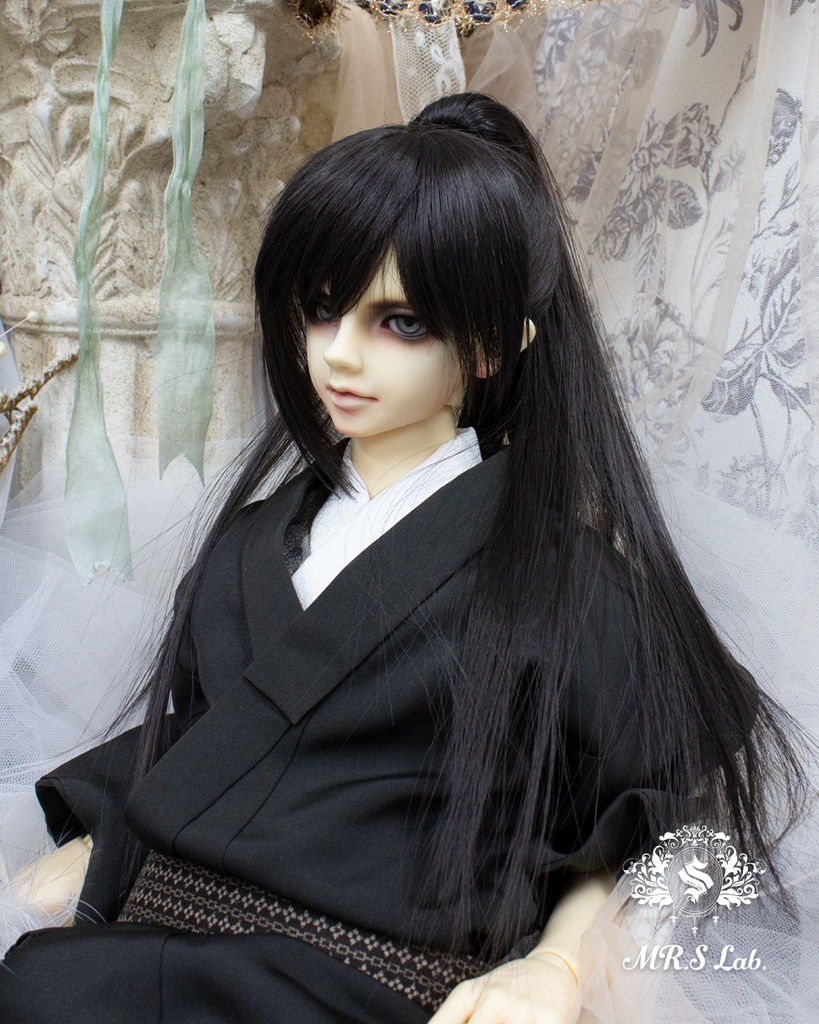 ドールウィッグ 耐熱:Ponytail ポニーテール ナチュラルブラック 8-9 inch