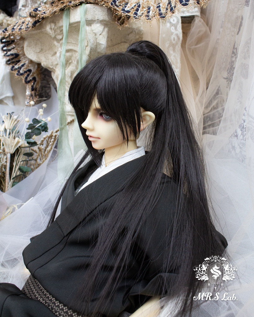 ドールウィッグ 耐熱:Ponytail ポニーテール ナチュラルブラック 8-9 inch