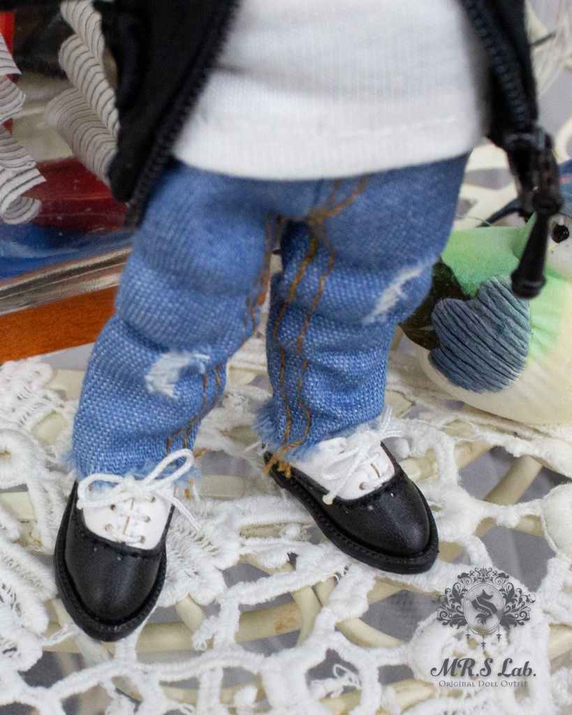 ドールシューズ：【Original】Wing - tip Oxford　ウィングチップオックスフォード パンダ（ブラック x ホワイト）白 黒
