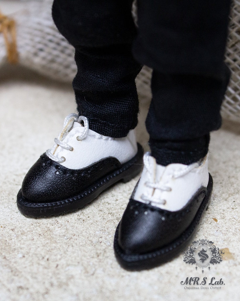 ドールシューズ：【Original】Wing - tip Oxford　ウィングチップオックスフォード パンダ（ブラック x ホワイト）白 黒