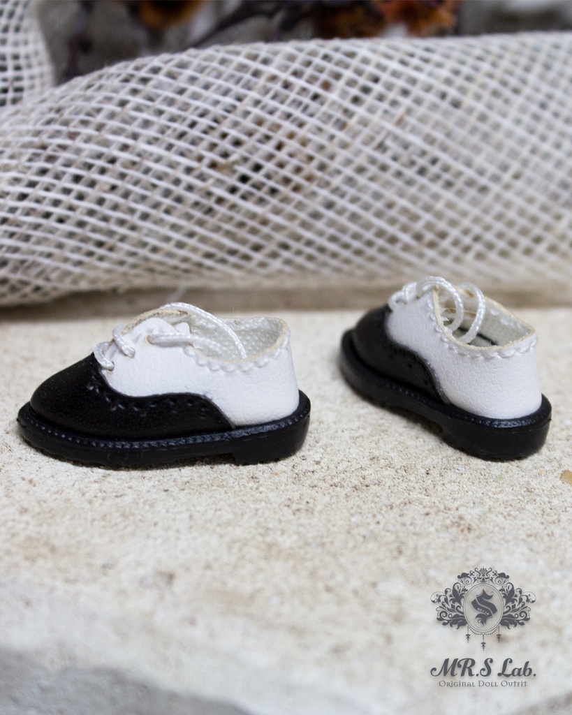 ドールシューズ：【Original】Wing - tip Oxford　ウィングチップオックスフォード パンダ（ブラック x ホワイト）白 黒