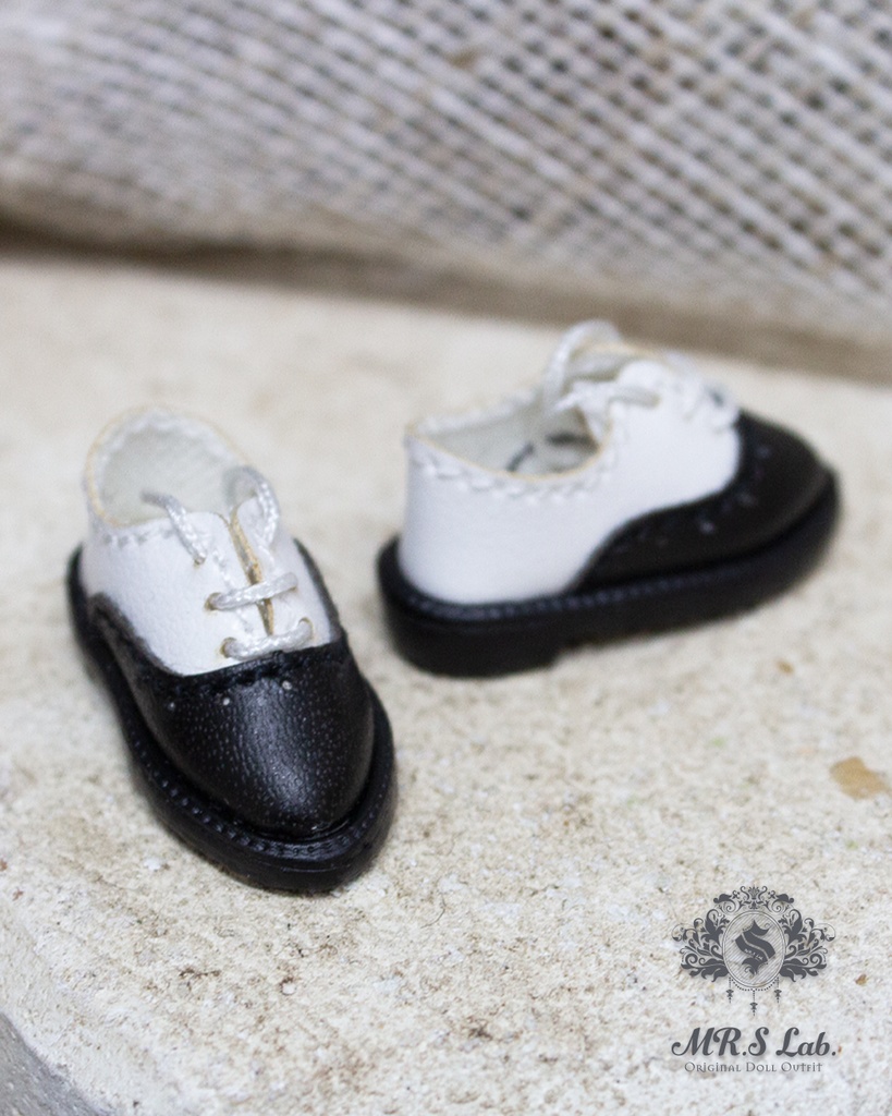 ドールシューズ：【Original】Wing - tip Oxford　ウィングチップオックスフォード パンダ（ブラック x ホワイト）白 黒
