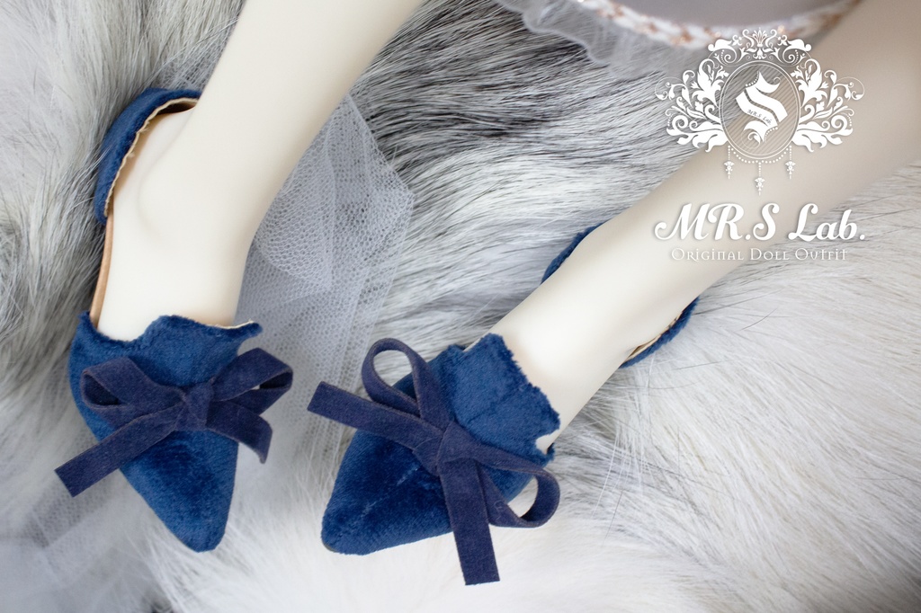 ドールシューズ:【Original】Slip-on with Ribbon リボン付きハイヒール ロイヤルブルー