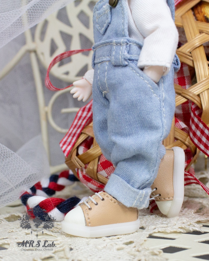 ドールシューズ:【Original】Leather sneakers with shoelaces 紐付きレザースニーカー ベージュ