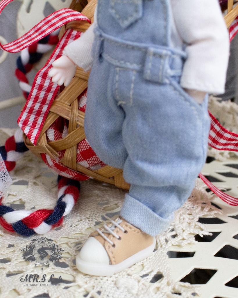 ドールシューズ:【Original】Leather sneakers with shoelaces 紐付きレザースニーカー ベージュ