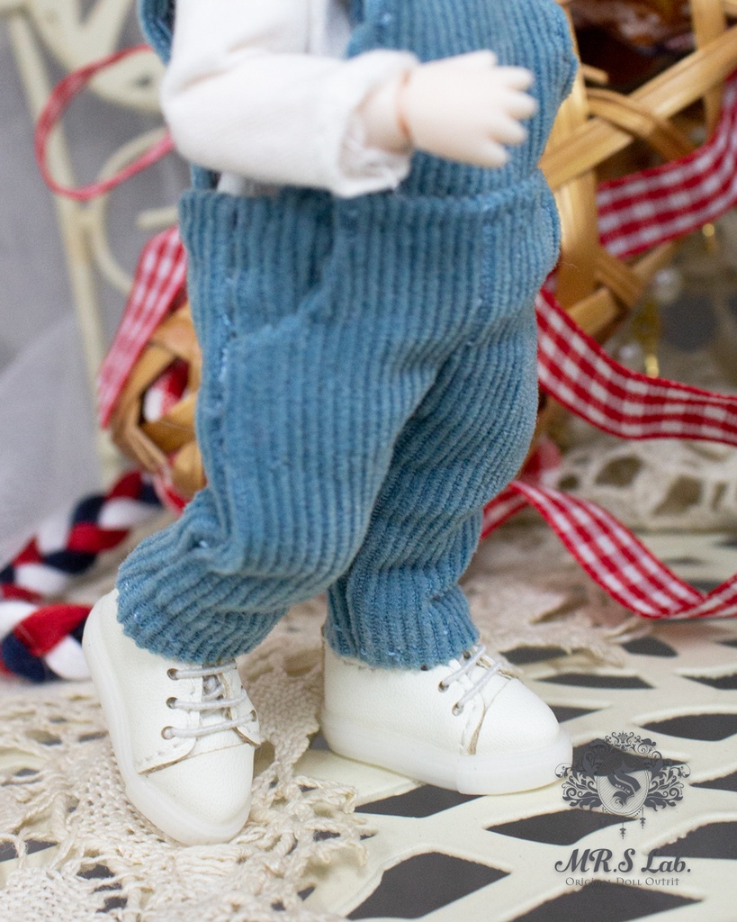 ドールシューズ:【Original】Leather sneakers with shoelaces 紐付きレザースニーカー ホワイト 白