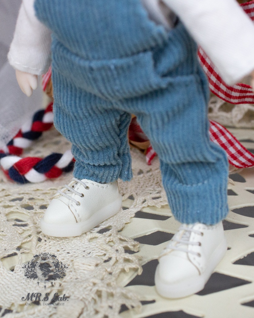 ドールシューズ:【Original】Leather sneakers with shoelaces 紐付きレザースニーカー ホワイト 白