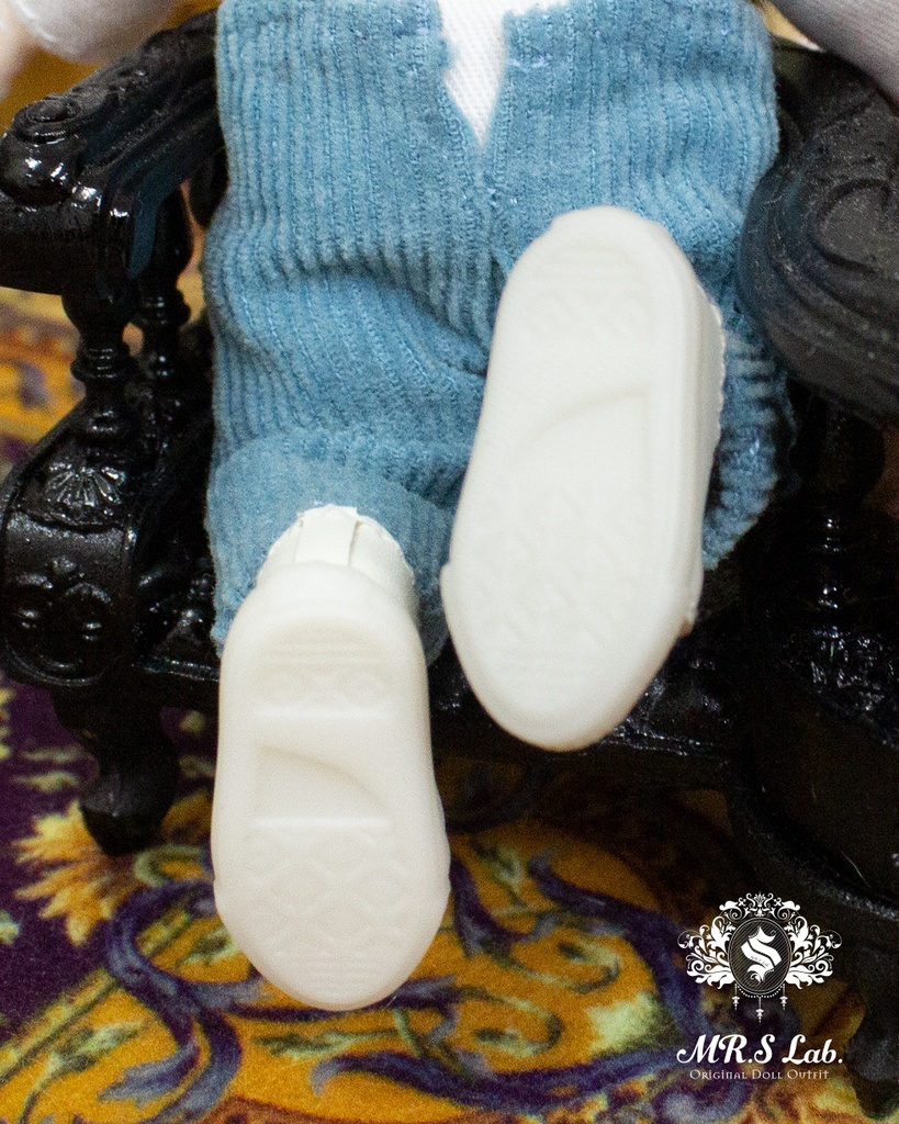 ドールシューズ:【Original】Leather sneakers with shoelaces 紐付きレザースニーカー ホワイト 白