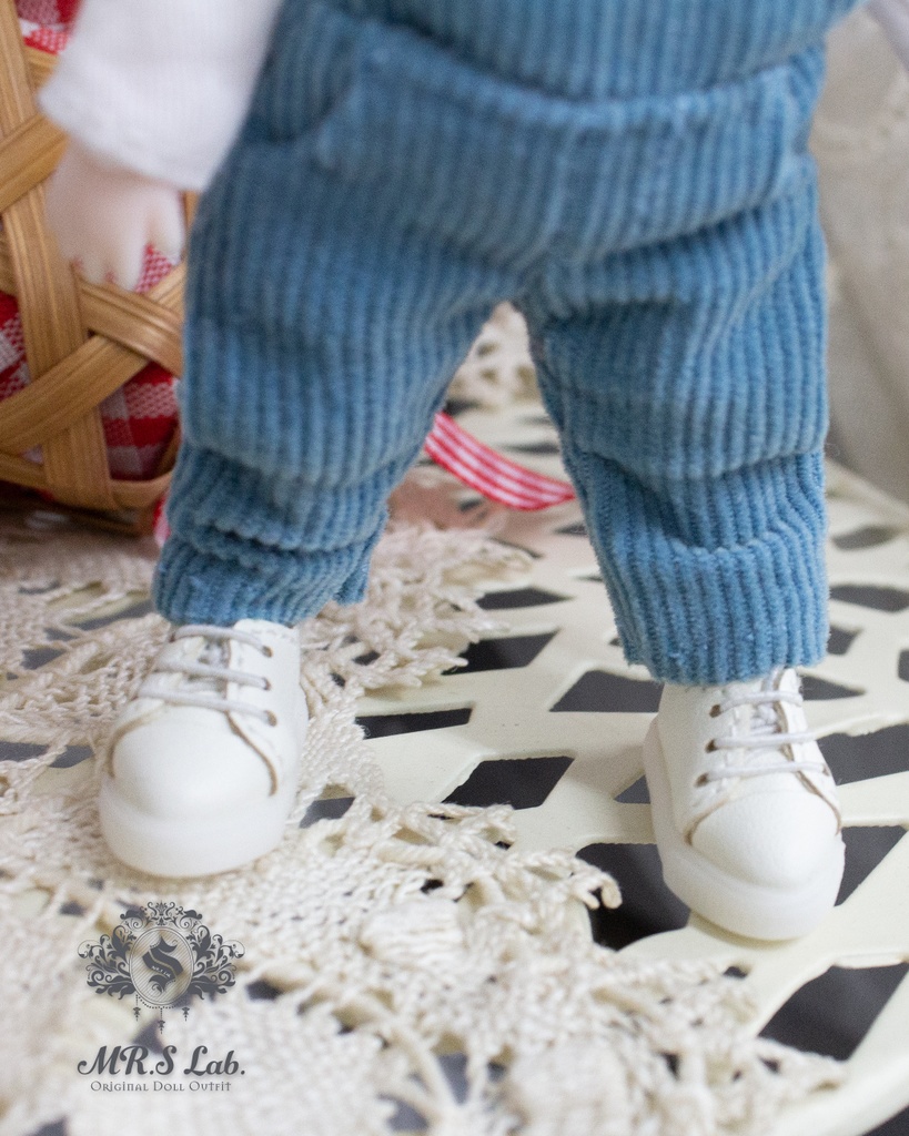 ドールシューズ:【Original】Leather sneakers with shoelaces 紐付きレザースニーカー ホワイト 白