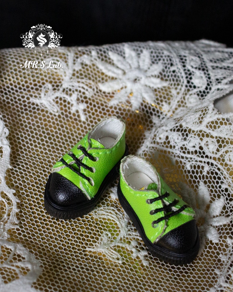 ドールシューズ:【Original】Leather sneakers with shoelaces 紐付きレザースニーカー アップルグリーン