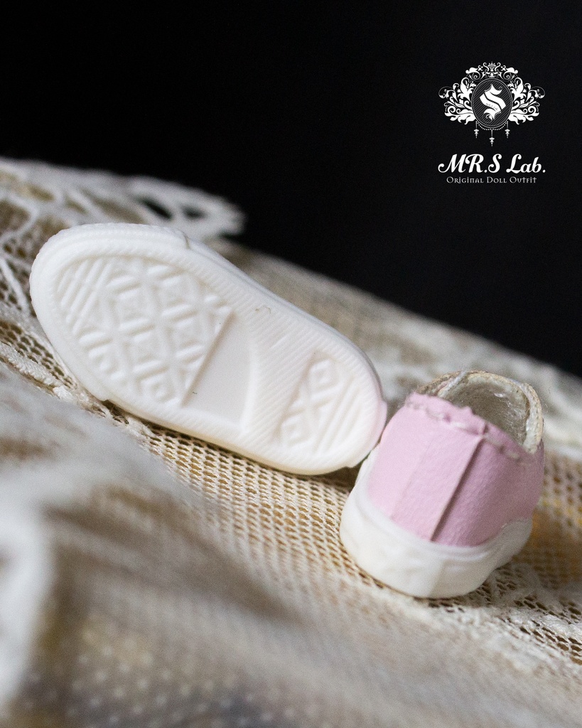 ドールシューズ:【Original】Leather sneakers with shoelaces 紐付きレザースニーカー ピンク