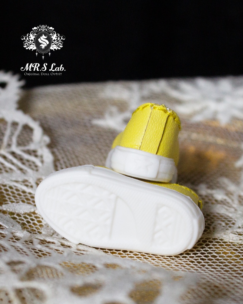 ドールシューズ:【Original】Leather sneakers with shoelaces 紐付きレザースニーカー イエロー 黄色