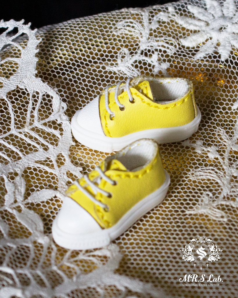 ドールシューズ:【Original】Leather sneakers with shoelaces 紐付きレザースニーカー イエロー 黄色