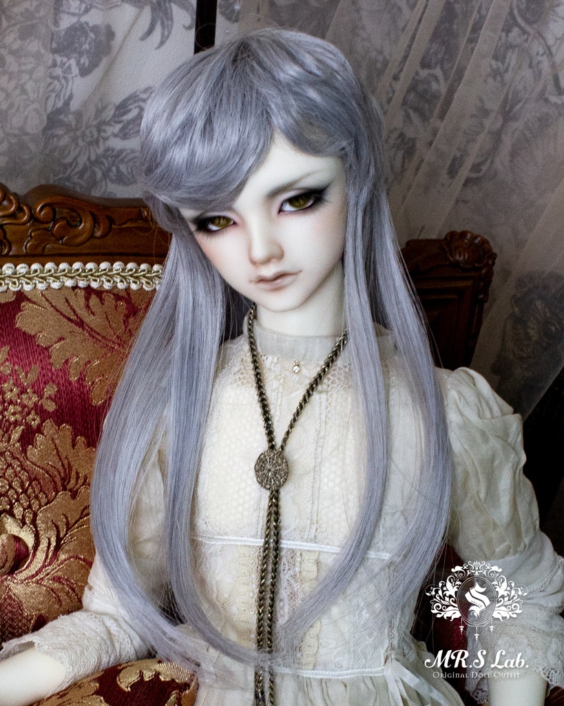 ドールウィッグ　耐熱：【Original REASONABLE label】Mash Wolf Long　マッシュウルフロング　シルバーミックス　8-9inch