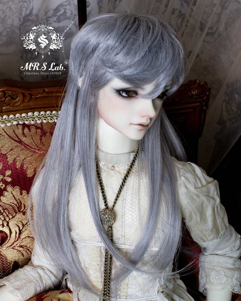 ドールウィッグ　耐熱：【Original REASONABLE label】Mash Wolf Long　マッシュウルフロング　シルバーミックス　8-9inch