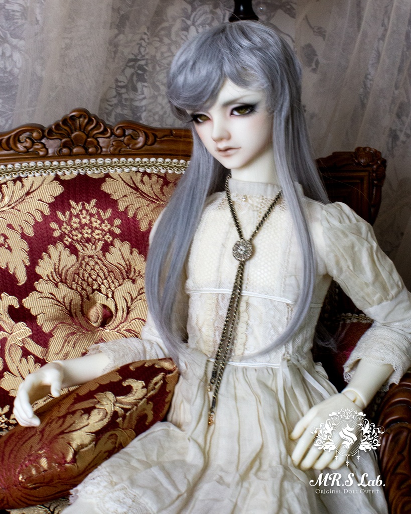 ドールウィッグ　耐熱：【Original REASONABLE label】Mash Wolf Long　マッシュウルフロング　シルバーミックス　8-9inch