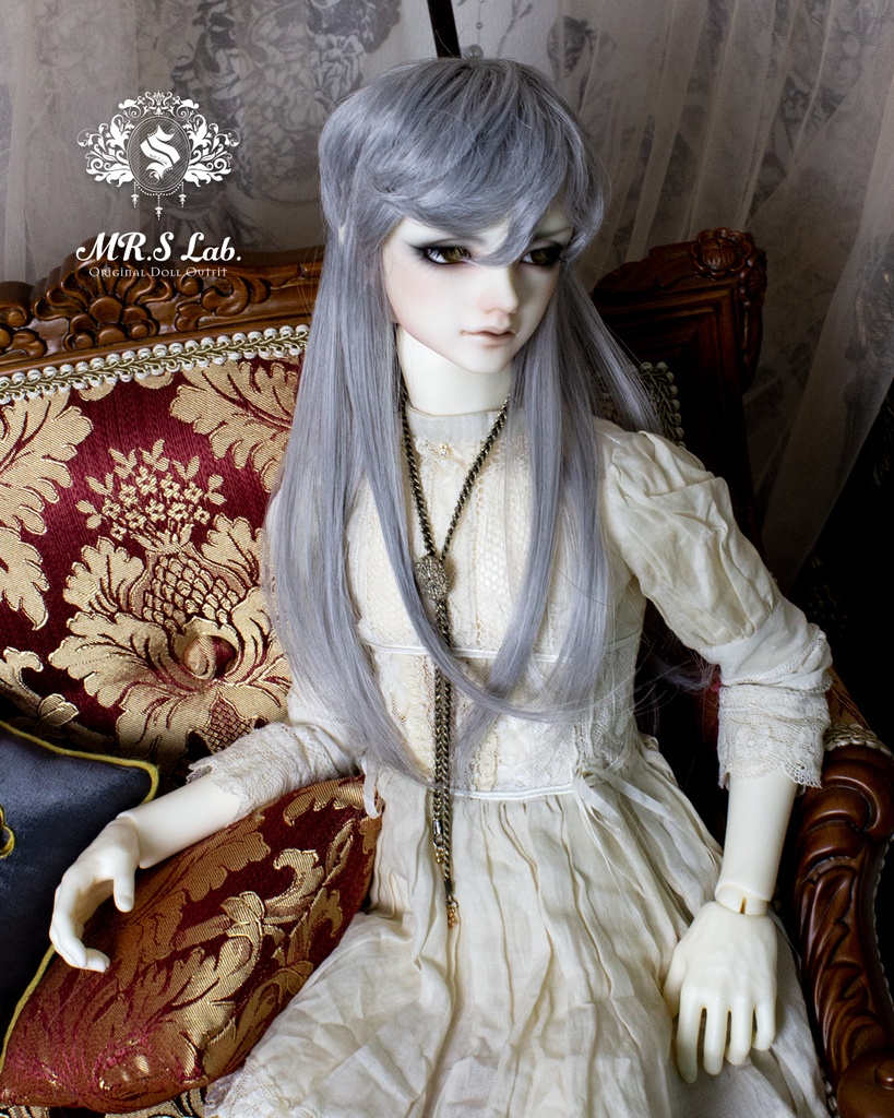ドールウィッグ　耐熱：【Original REASONABLE label】Mash Wolf Long　マッシュウルフロング　シルバーミックス　8-9inch