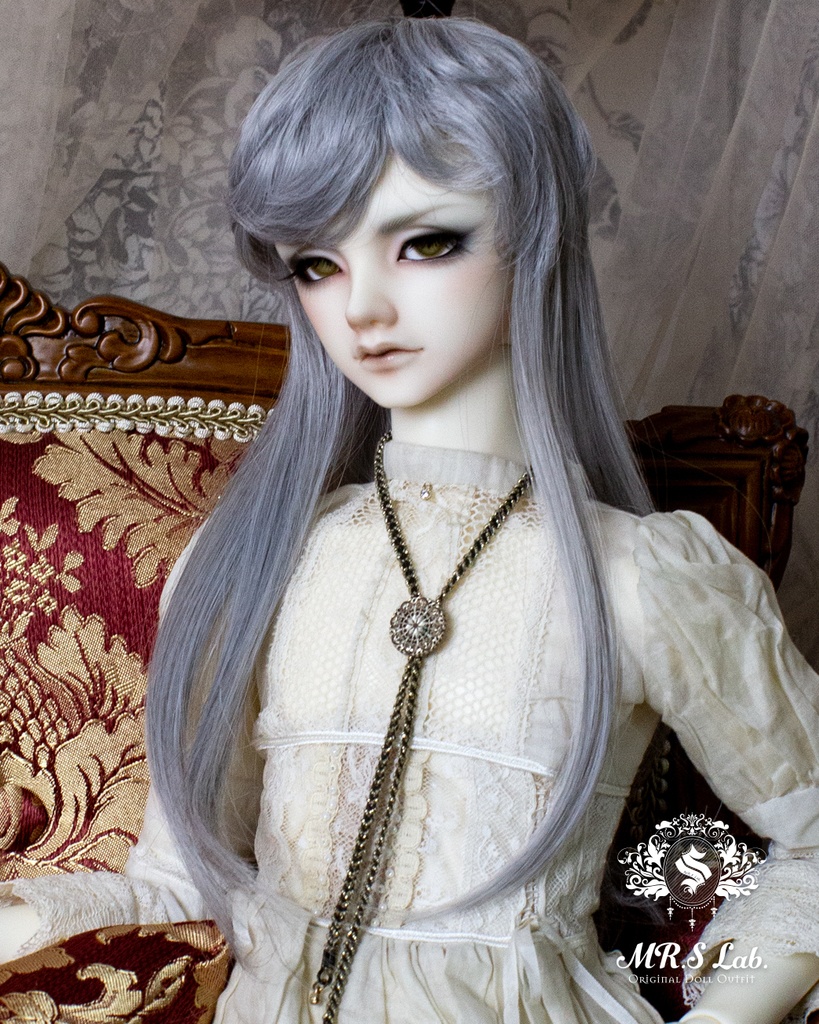 ドールウィッグ　耐熱：【Original REASONABLE label】Mash Wolf Long　マッシュウルフロング　シルバーミックス　8-9inch