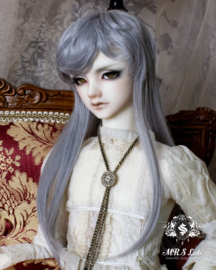 ドールウィッグ　耐熱：【Original REASONABLE label】Mash Wolf Long　マッシュウルフロング　シルバーミックス　8-9inch