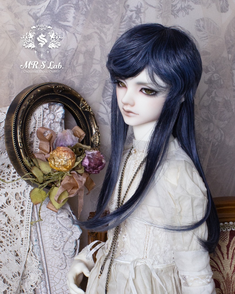 ドールウィッグ 耐熱:【Original REASONABLE label】Mash Wolf Long マッシュウルフロング ネイビーミックス 8-9inch