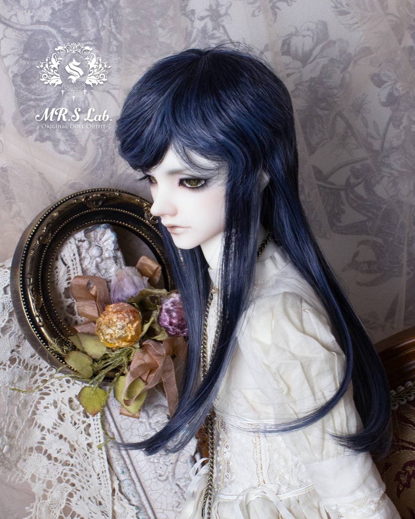 ドールウィッグ 耐熱:【Original REASONABLE label】Mash Wolf Long マッシュウルフロング ネイビーミックス 8-9inch