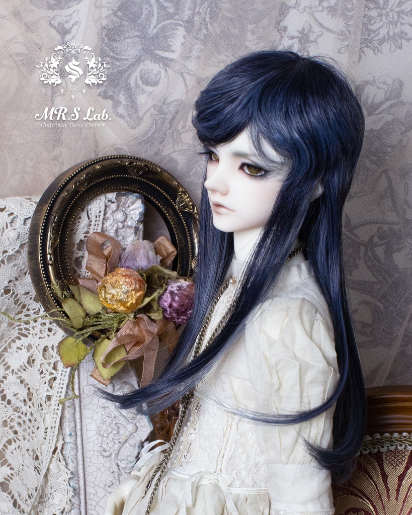 ドールウィッグ 耐熱:【Original REASONABLE label】Mash Wolf Long マッシュウルフロング ネイビーミックス 8-9inch