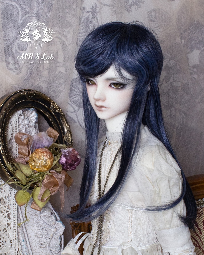 ドールウィッグ 耐熱:【Original REASONABLE label】Mash Wolf Long マッシュウルフロング ネイビーミックス 8-9inch