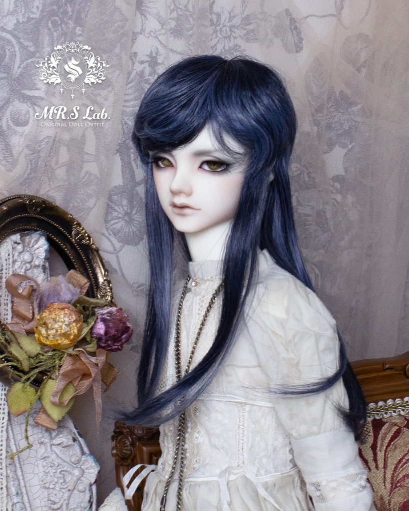ドールウィッグ 耐熱:【Original REASONABLE label】Mash Wolf Long マッシュウルフロング ネイビーミックス 8-9inch
