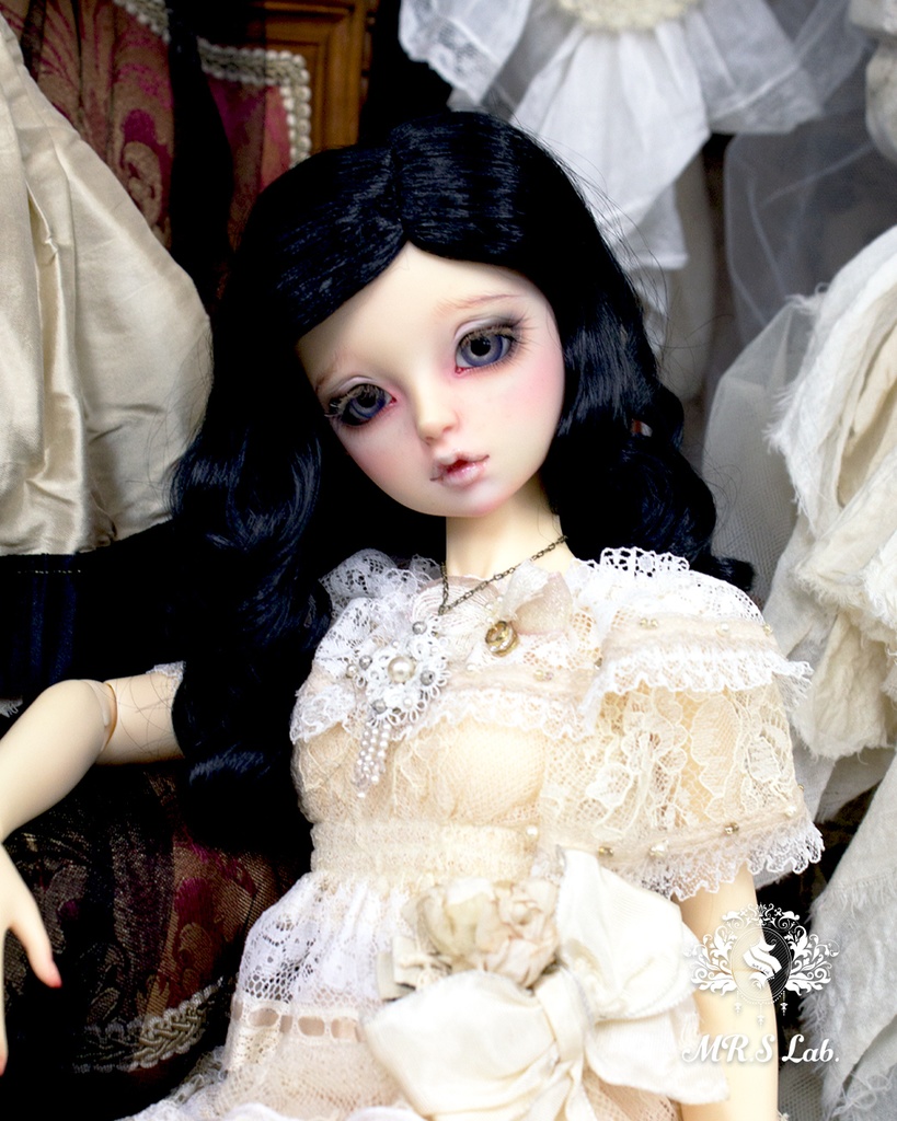 ドールウィッグ モヘア:Vertical Center Part バーティカルセンターパート ブラック 8-9 inch