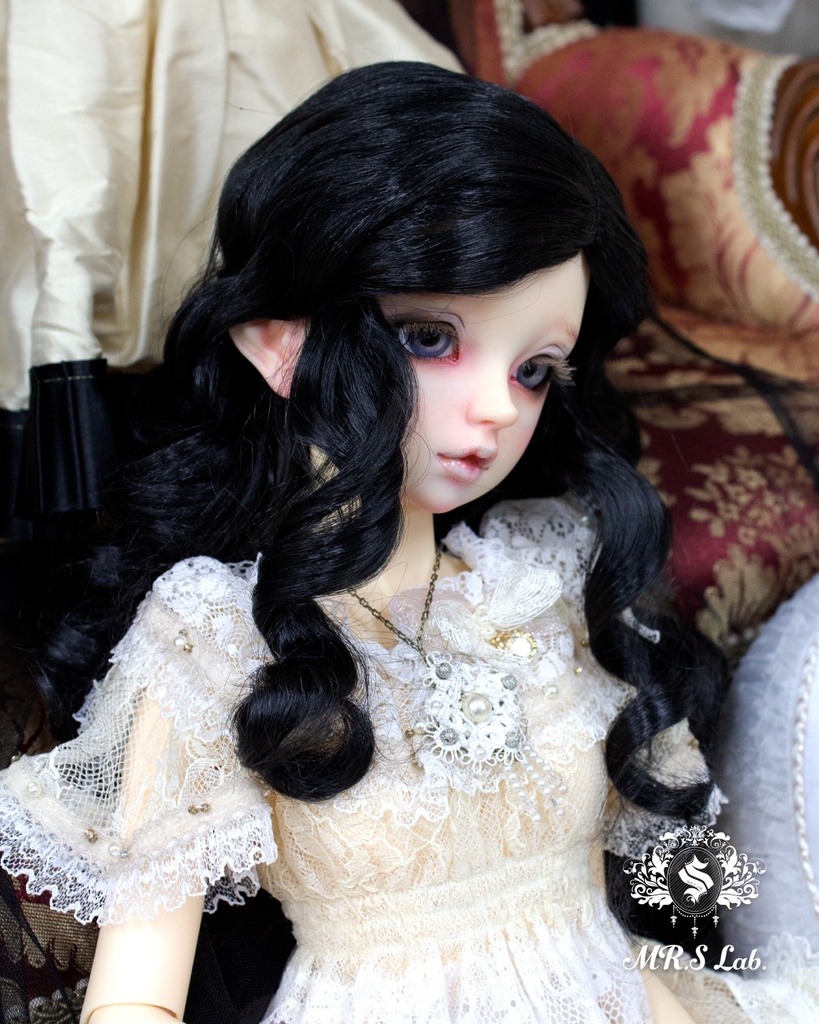 ドールウィッグ モヘア:Vertical Center Part バーティカルセンターパート ブラック 8-9 inch