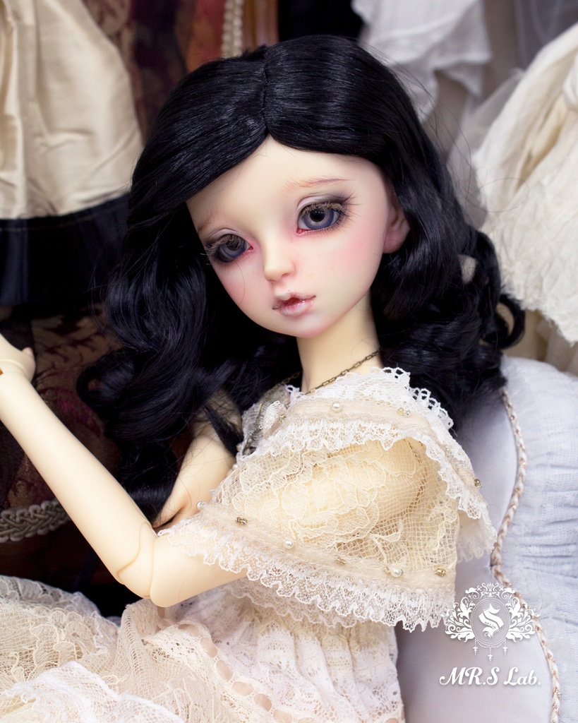 ドールウィッグ モヘア:Vertical Center Part バーティカルセンターパート ブラック 8-9 inch