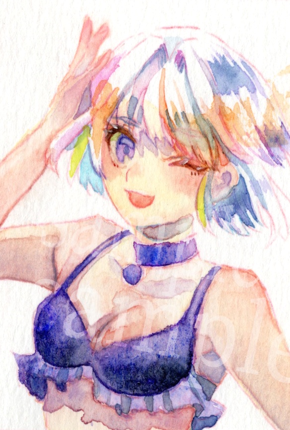 ミニ原画　紫紺