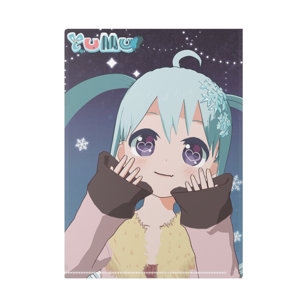 【4周年記念グッズ】YUMU(もふもふあったか冬コーデ) クリアファイル A4(表裏印刷あり)