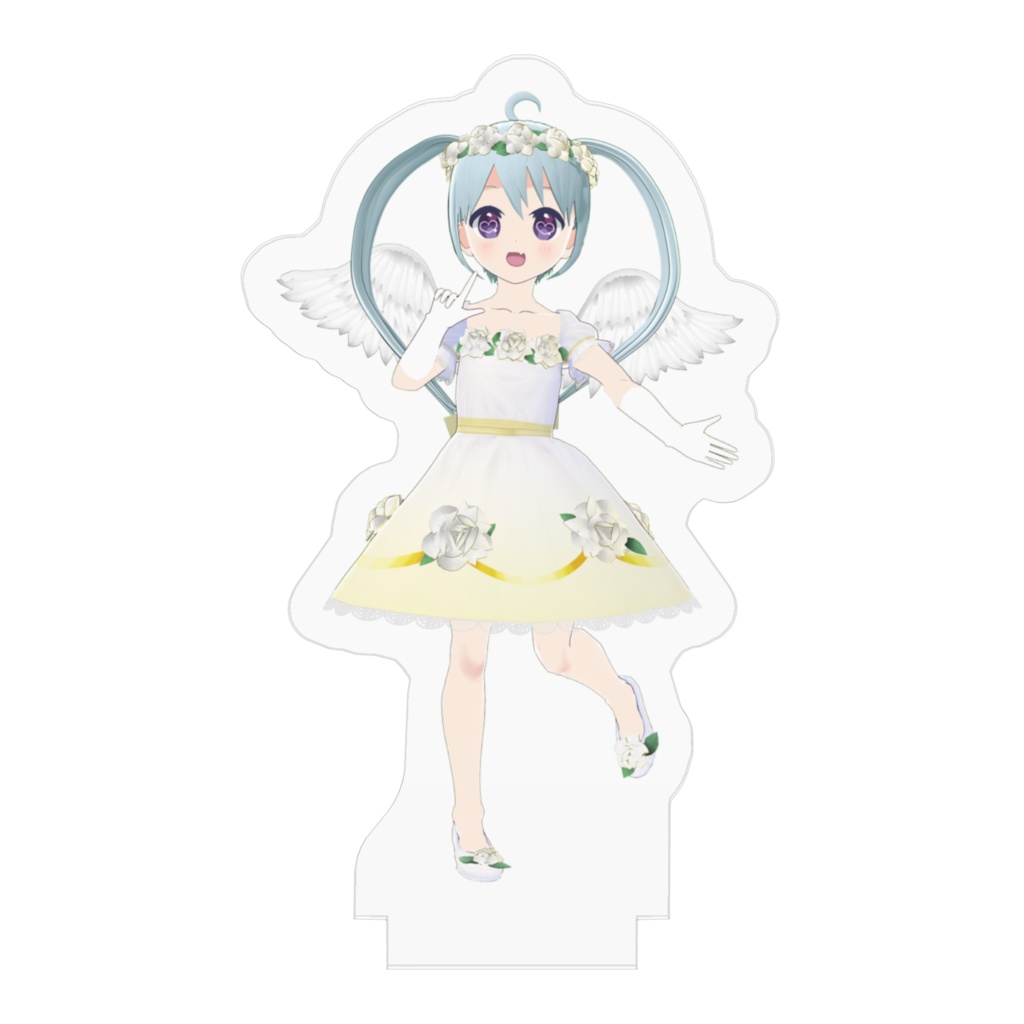 【4周年記念グッズ】YUMUアクリルフィギュア(ホワイトローズピュアドレスコーデ)