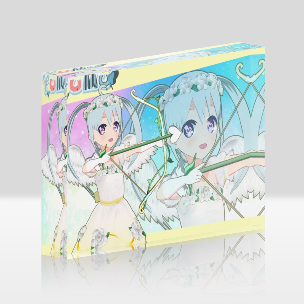 【4周年記念グッズ】YUMUアクリルブロック(ホワイトローズピュアドレスコーデ)