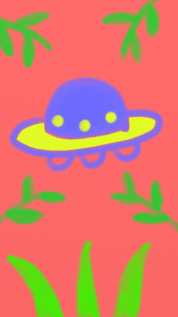 【Free】自然と調和するUFO【イラスト】