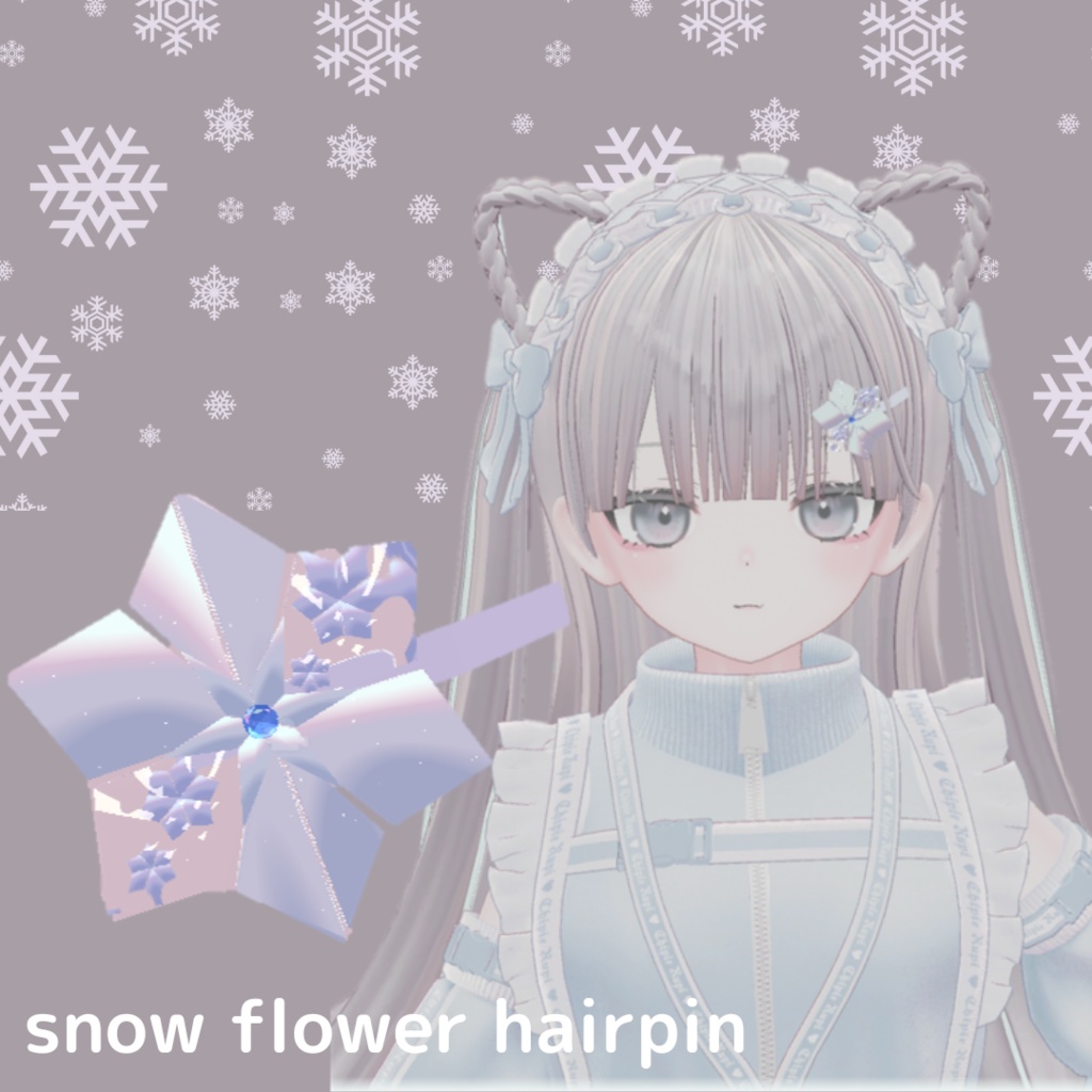 【VRchat用】snow flower hairpin