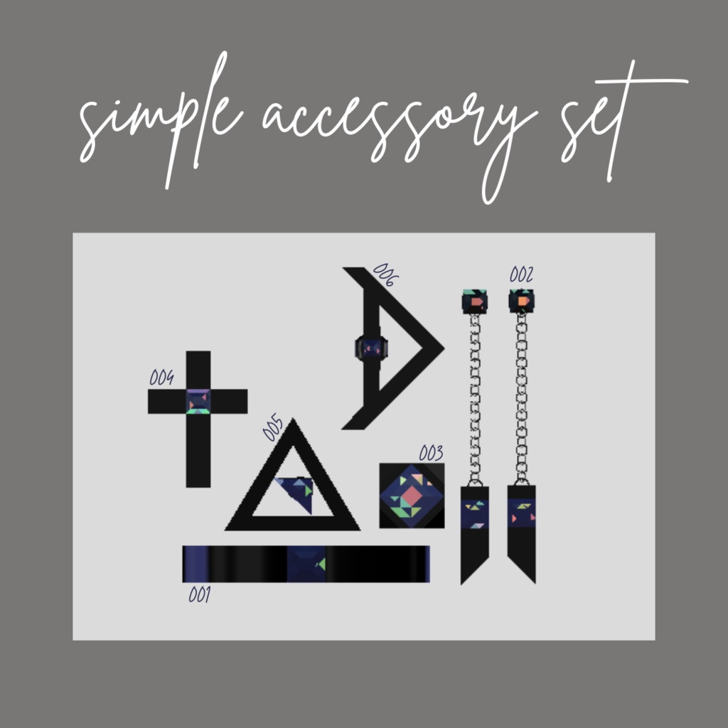 【VRchat用】simple accessory 6set