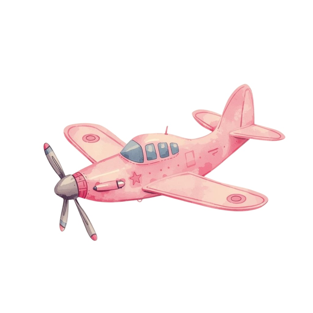 アンティーク風ピンク旅行アイコン|水彩クリップアート10種(PNG)