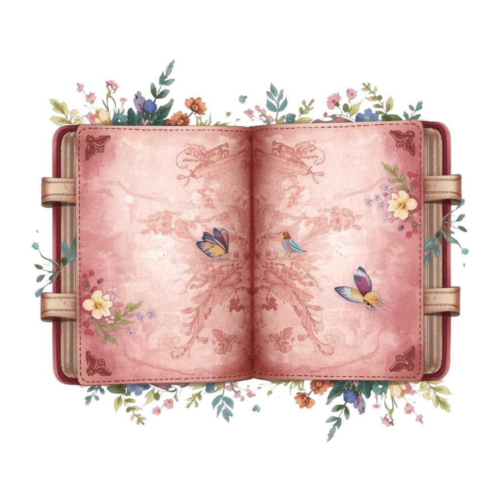 アンティーク風ピンク旅行アイコン|水彩クリップアート10種(PNG)