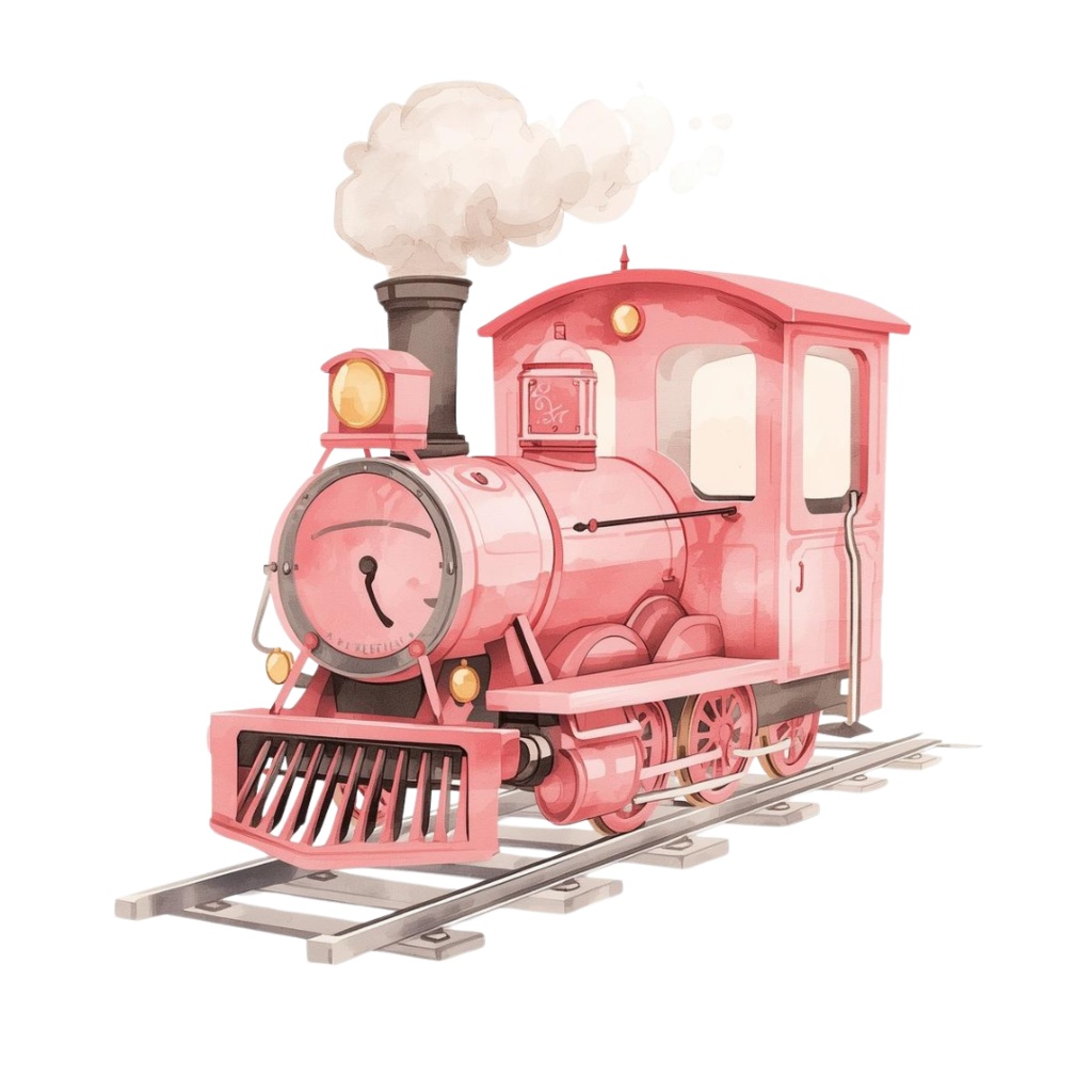 アンティーク風ピンク旅行アイコン|水彩クリップアート10種(PNG)