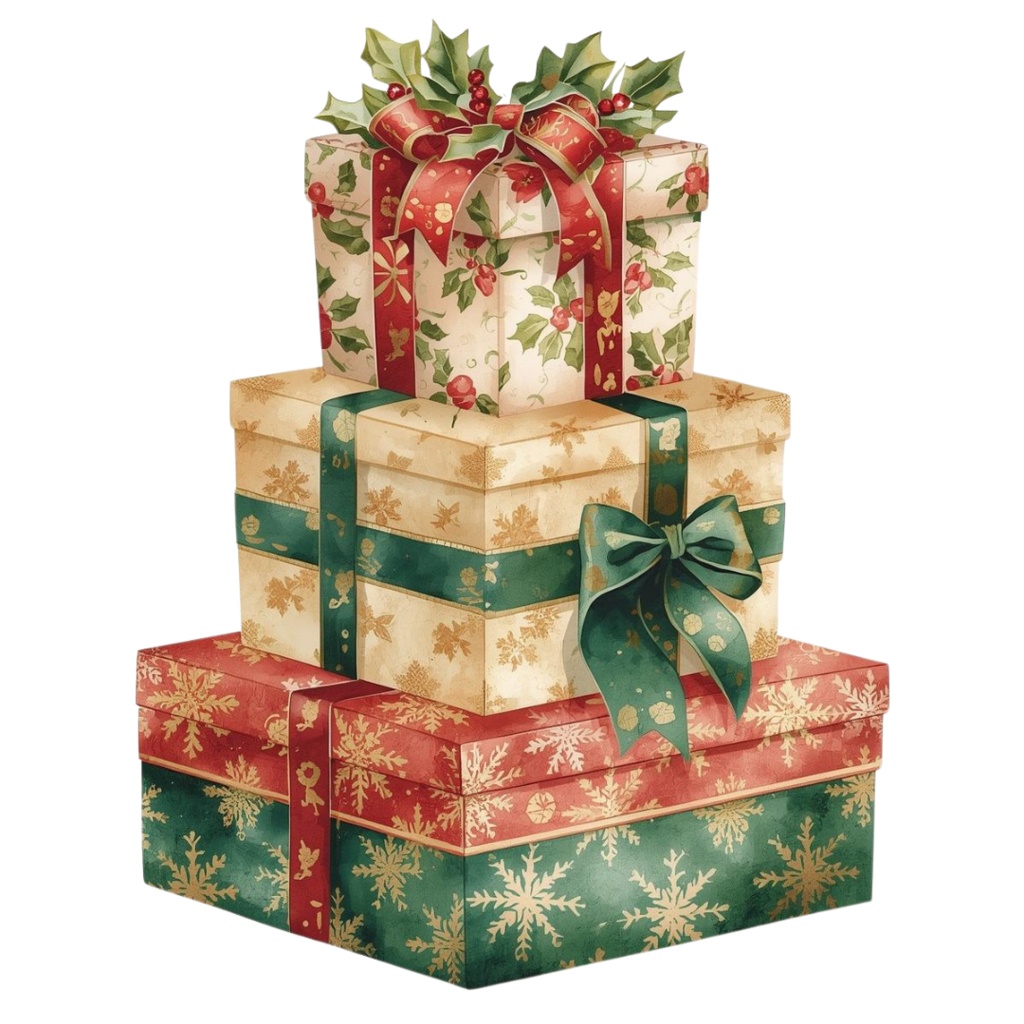 「アンティーク水彩のクリスマスクリップアートセット(全10種)」